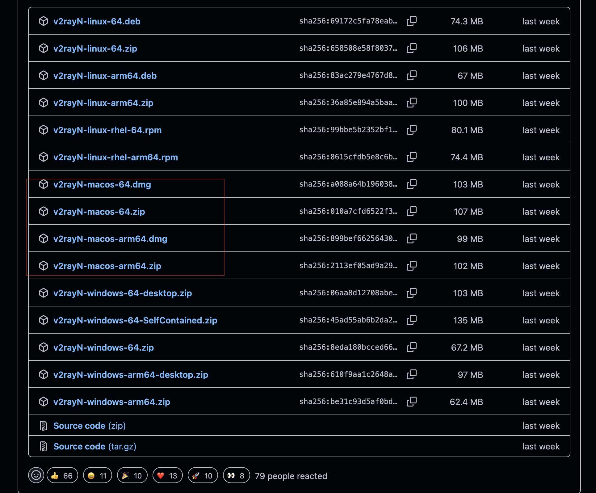 v2rayN GitHub Releases for macOS (.zip .dmg for x64/arm64)